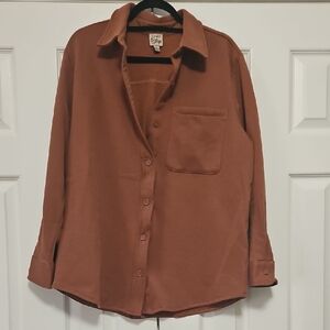 Como Vintage Button-Down Burnt Orange Shirt Jacket Shacket Womens L EUC